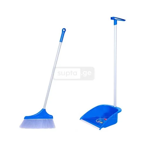 KLEANER Plastic broom and dustpan set